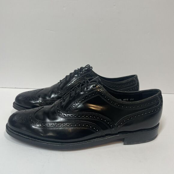 FLORSHEIM Black Lexington Oxford Wingtip Dress Shoe Men's Size 10 1/2 D 76403 - Picture 4 of 12